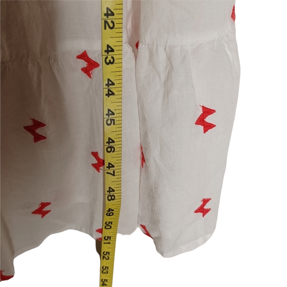 SPIRIT OF GRACE Arlaine Red Embroidered Lightning Bolt Print White Midi Dress M - Picture 9 of 10